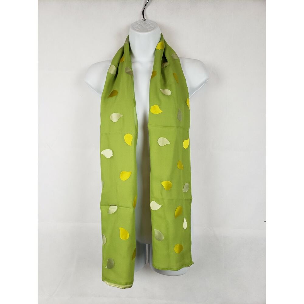 Boutique On the Vine Scarf 4601 Green Leaf Silk 60"X 10"โ NEW Falling Leaves